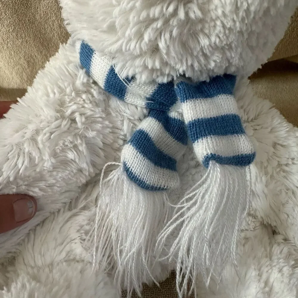 Animal Adventure Plush White Polar Bear Blue White Scarf Stuffed Animal 11” Toy